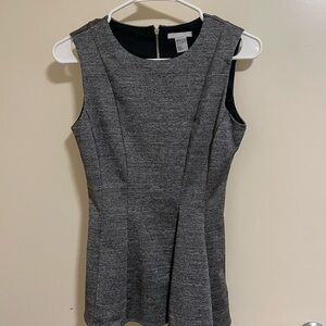 H&M Women’s Peplum Zip-Up Top Grey Black Size S Blouse Lightly Used Workwear